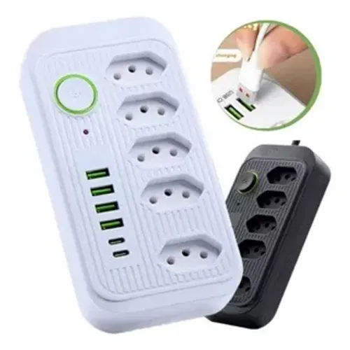 Extensão Tomadas com USB e TypeC Universal Bivolt 110v/220v 2500W Power 2m Filtro De Linha