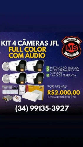 Kit Câmeras de segurança full HD color com áudio