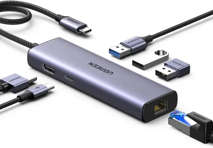 HUB USB TIPO C 6 EM 1 (3 USB 3.0/USB C/  HDMI / RJ45) UGREEN CM512 P/N 15598