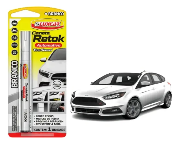 Caneta Pincel Marcador Tira Risco Automotivo Branco Universal