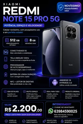 VENDO CELULAR XIAOMI NOTE 15 PRO