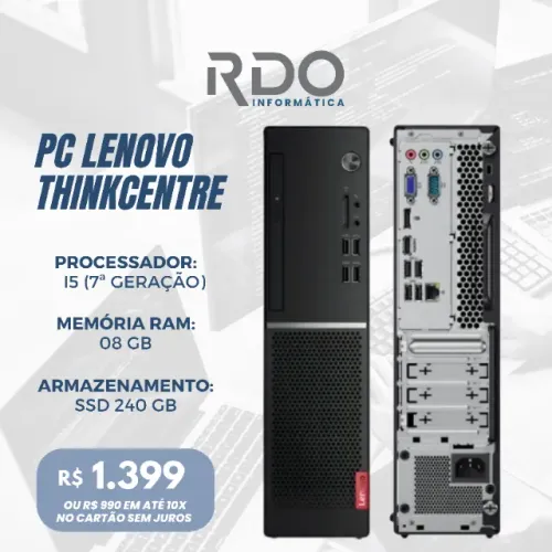 PC Lenovo ThinkCentre i5 7ª Geração 8GB RAM SSD 240GB - Ideal para escritório home office