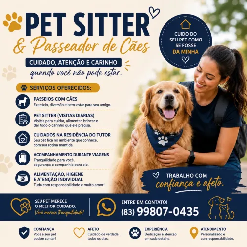Pet sitter cuidador e passeador de cães e gatos