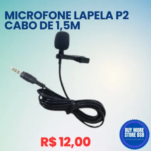 Microfone de Lapela Celular Computador Câmera Smartphone Android IPhone Plug P3