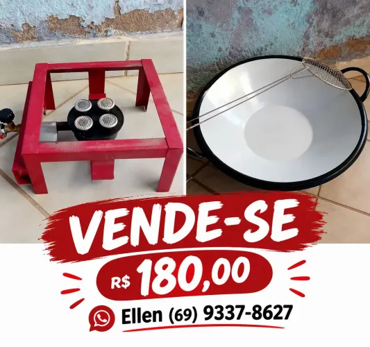 Vende-se este tacho com um fogão de uma boca