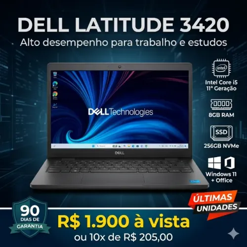 Notebook Dell Latitude 3420 Core i5 11ª Nvme 256. 8g de memoria W11