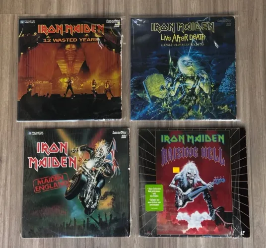Iron Maiden LaserDisc Lote com 4 Títulos Anos 80 e 90 Colecionável