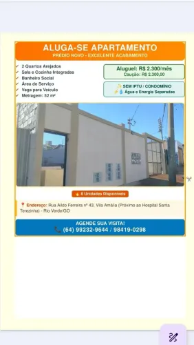 Apartamento Novo, 8 unidades disponíveis