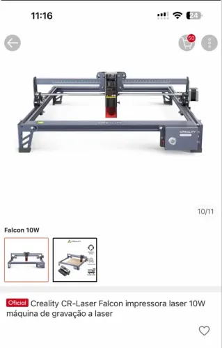 Máquina diodo laser Creality Falcon 10w voltagem 220v
