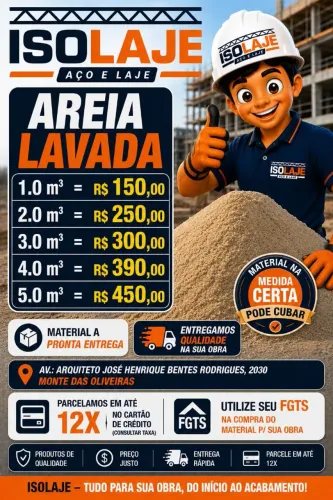 Areia Lavada ENSACADA e GRANEL