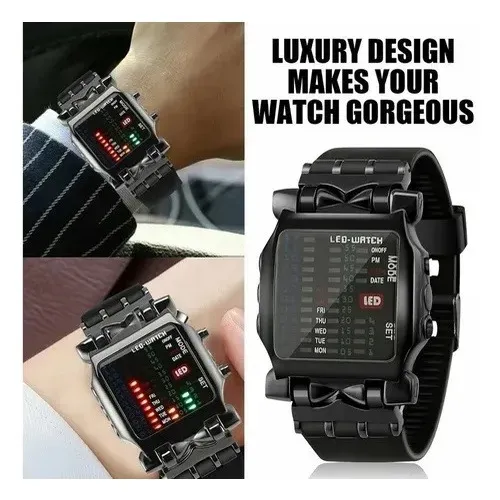 Relógio eletrônico  para homens, Relógio LED binário, Tendência de negócios criativa, Pres