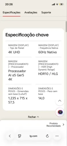 TV LG 55 polegadas 4K