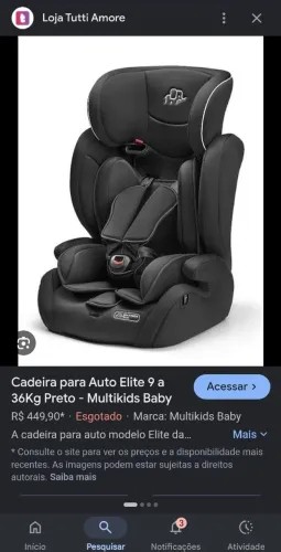 Cadeira para Auto Elite 9 a 36Kg Preto - Multikids Baby