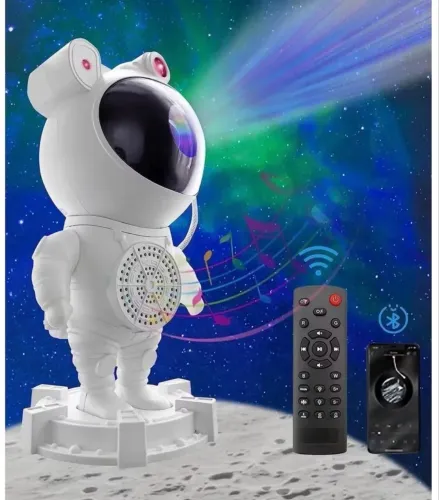 Astronauta Luminária e Projetor De Estrelas e Lua Com Caixa de Som Bluetooth TOP