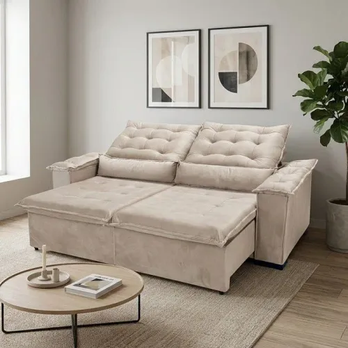 Sofá Retrátil Reclinável Dcore Veneza 210cm 2 Módulos