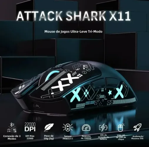 Mouse Gamer Attack Shark X11 PAW3311
