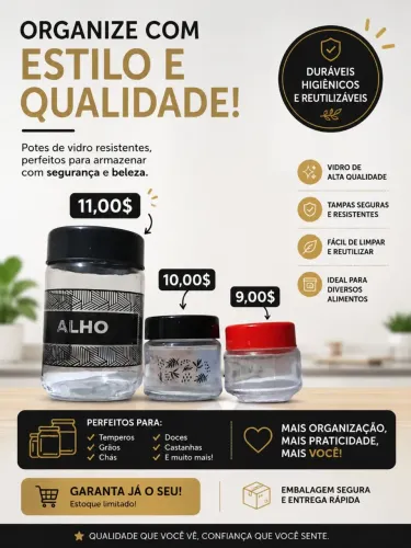 Potes De Vidro Para Armazenamento 
