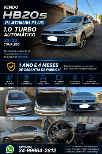 Hyundai HB20S Platinum Plus 1.0 TB Flex 12V AUT 2023