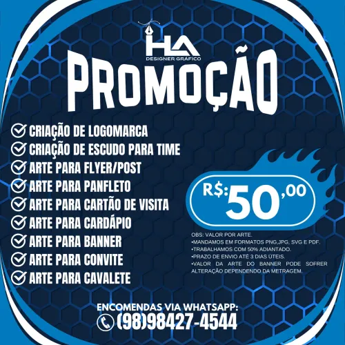 Criação de logomarca e artes gráficas profissionais para sua empresa ou negócio R$:50,00