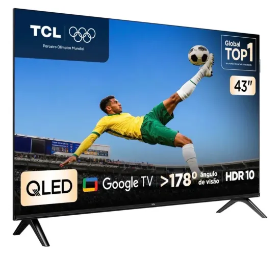 NA CAIXA - TV 43" TCL Full HD QLED 43S5K Google TV 2 HDMI