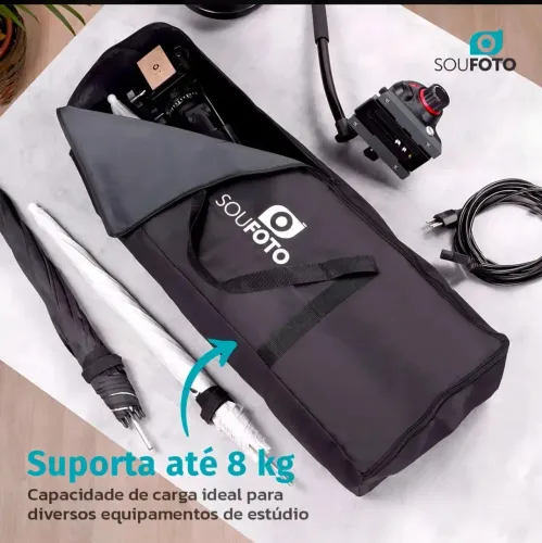 Kit Iluminação Softbox Doppio 50x70cm Tripé 2m Bolsa Transporte Sou Foto