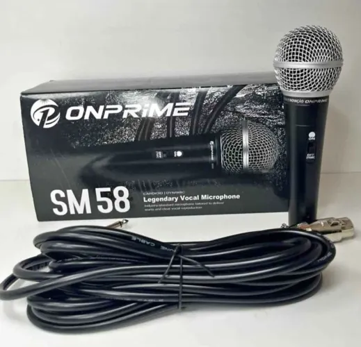 Kit 2 microfones SM-58 profissional com fio 5 metros