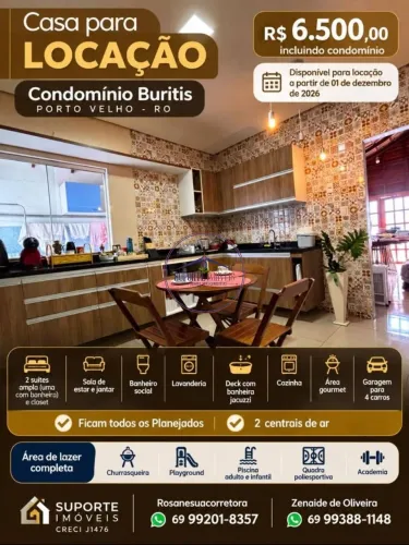 Casa com 2 dormitórios para alugar por R$ 6.500,00/mês - Lagoa - Porto Velho/RO