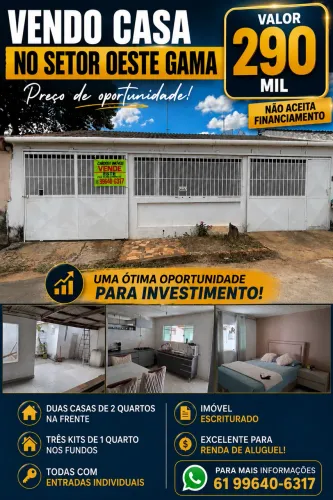 Vendo Casa no Setor Oeste Gama, Urgente Valor 290mil