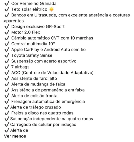 Toyota Corolla GR-Sport 2.0 Flex 16V AUT 2025