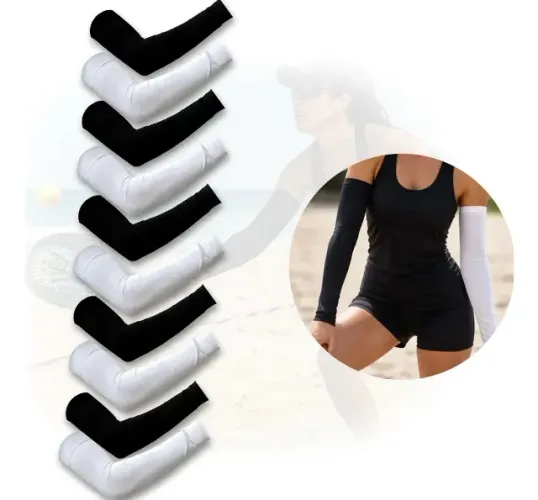 Manguito Esportivo Proteção Uv Kit 2 A 10 Pares Preto/branco