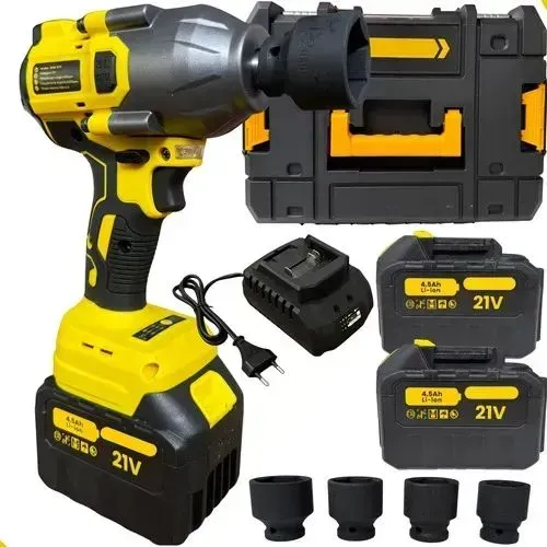 Chave de Impacto BOMVINK BOM-9971 21V 1300Nm Brushless 2 Baterias + Soquetes<br>
