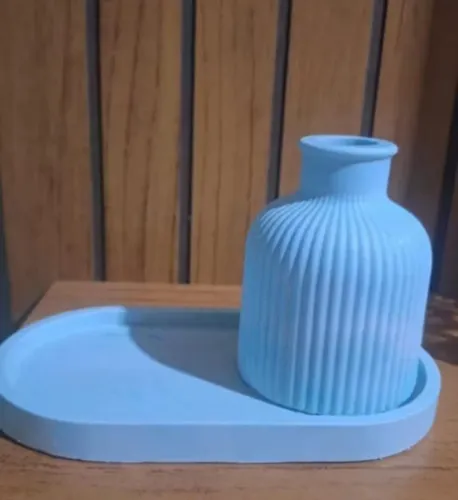 Kit Casa Moderna - Vaso e Bandeja Decorativa Artesanal