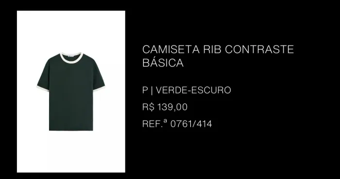 Camiseta rib contraste básica Zara verde escuro 
