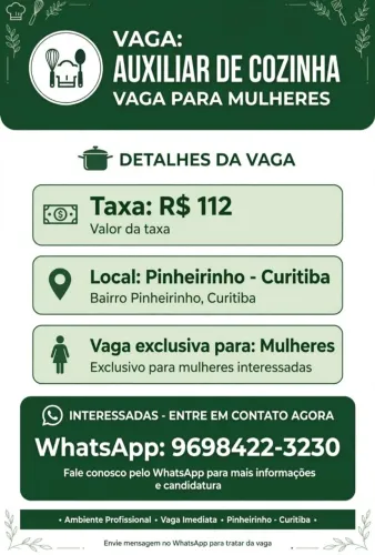 TAXA PRA AUXILIAR DE COZINHA