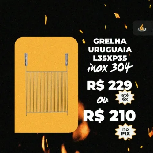 Grelha Uruguaia - Inox 304 - L35 x P35 - Casa das Churrasqueiras
