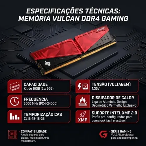 Troco ou vendo 16gb memoria Ram 2x8gb Ddr4 3000mhz Team Group T-force Vulcan