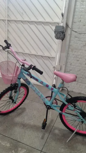 Bicicleta Infantil Aro 20 Feminina - Rosa e Azul (Semi-Nova / Excelente Estado)