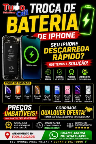 Troca de bateria cobrimos qualquer oferta até 1 ano de garantia
