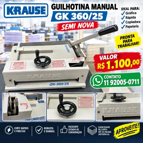 Guilhotina krause 36 cm manual semi nova