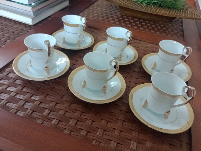 Jogo Para Café De Porcelana Antiga 6 Pessoas 