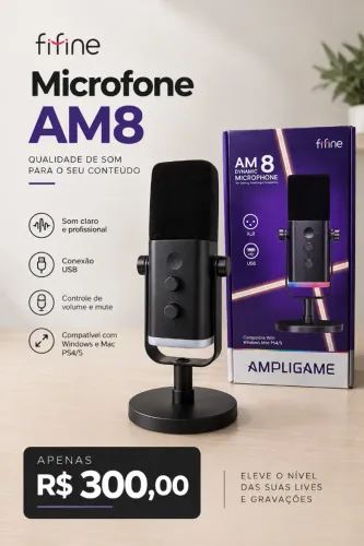 Microfone dinâmico USB/XLR - Fifine AM8 - Lacrado!