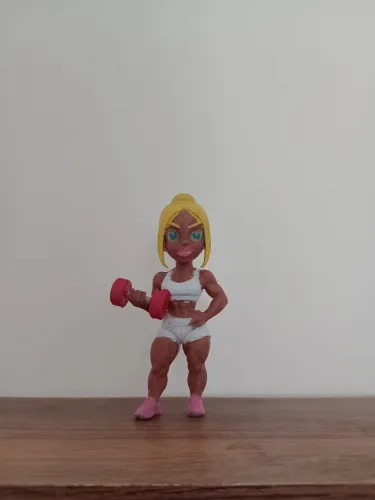 Estatueta de Mulher Forte Sarada Crosfit Academia Pintada a Mão