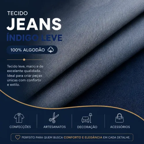 Tecido jeans Leve 100% 5/6 oz 36 Metros
