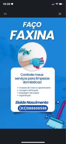 Diarista a partir de 180 reais
