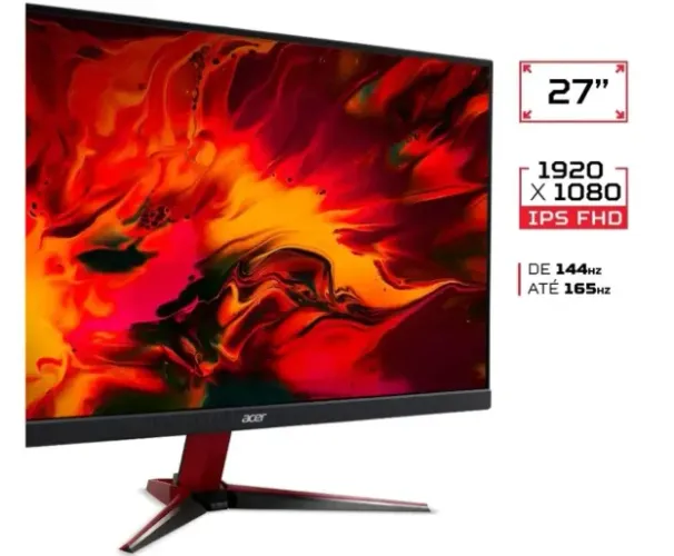 NOVO - monitor Gamer Acer Nitro VG272 27" Full HD 165Hz 0,5ms FreeSync Premium HDR10 