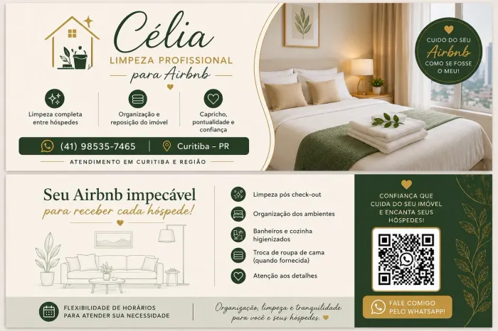 Limpeza Airbnb, consultório, escritório