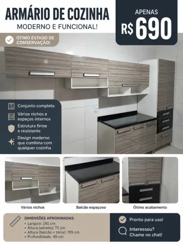 Armário de Cozinha Completo - R$ 690