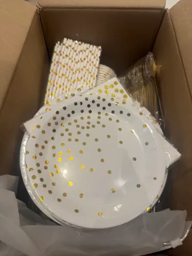 Kit Festa Completo Branco com Poá Dourado