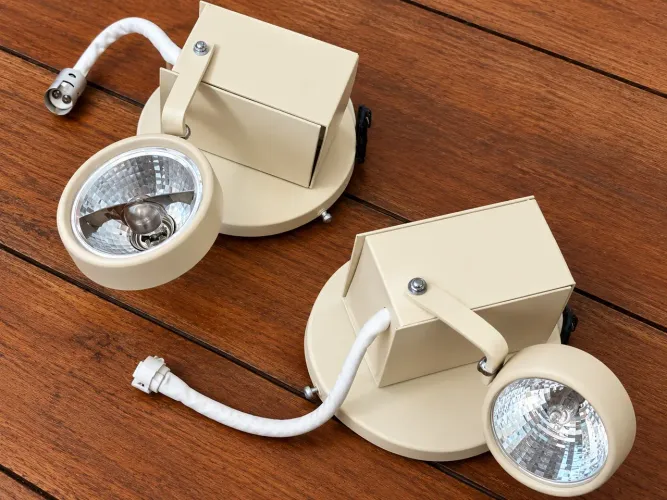 Par de luminárias La Lampe - vintage, articuladas, cor creio
