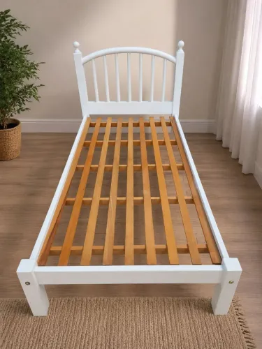 Cama de Solteiro em Madeira Maciça - Branca - Excelente Estado